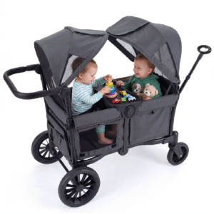 babies playing in the deluxe stroller wagon