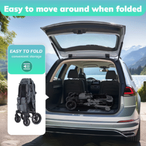 folded stroller wagon can fit easily in vehicle