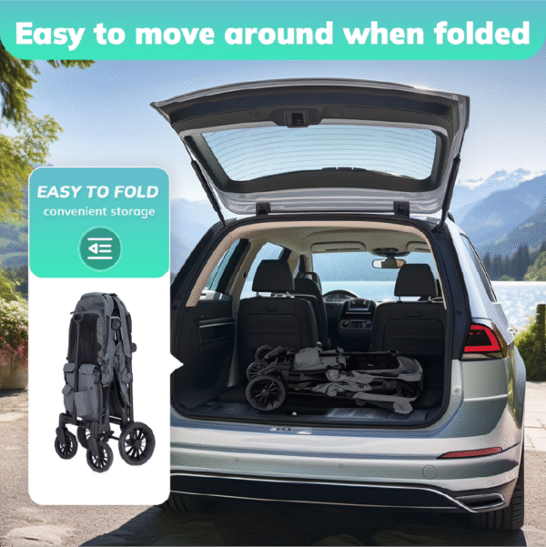 folded stroller wagon can fit easily in vehicle